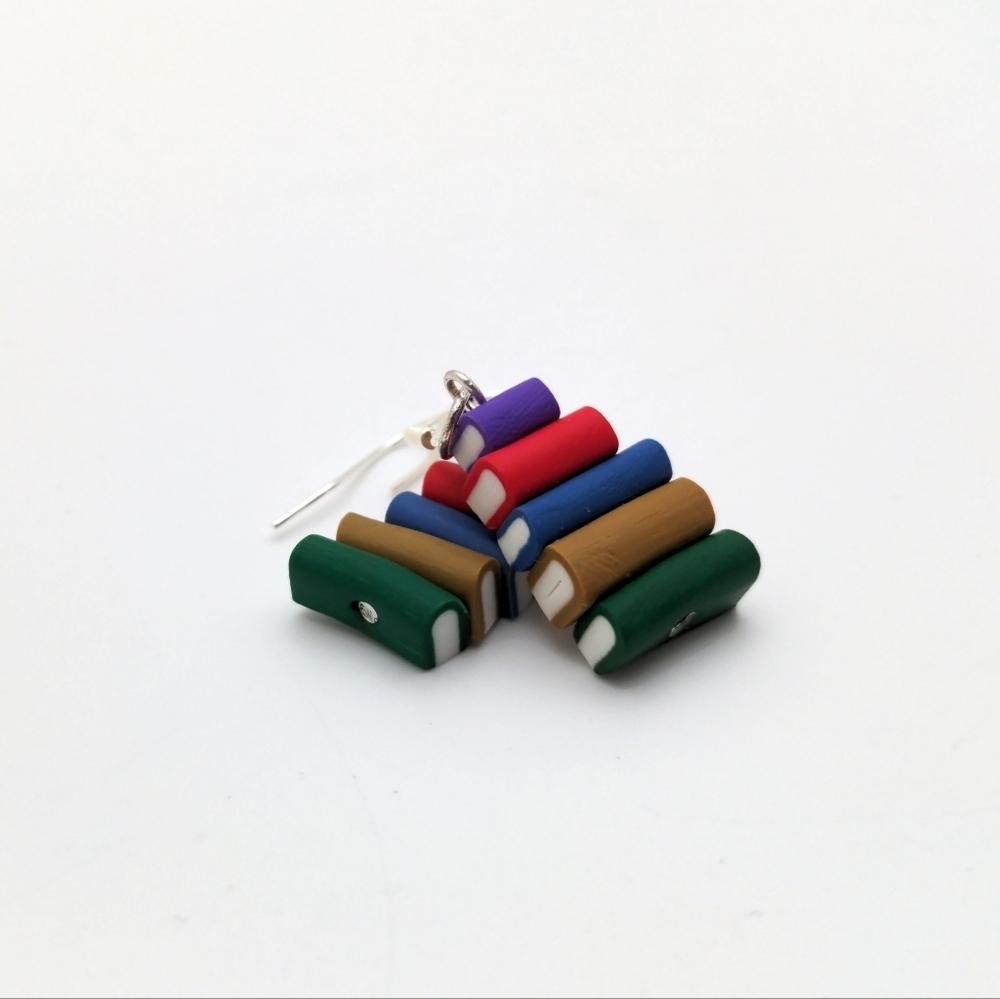 Colorful Bookstack Earrings - Picture 3 of 14